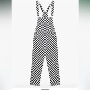 GEZOUR Black and White Checkered Overalls SIZE XL